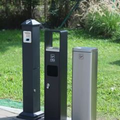 户外落地烟灰缸大号不锈钢烟灰柱立式灭烟柱烟头垃圾桶烟蒂收集器